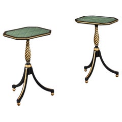 A Pair of English Regency Ebonised Tripod Tables