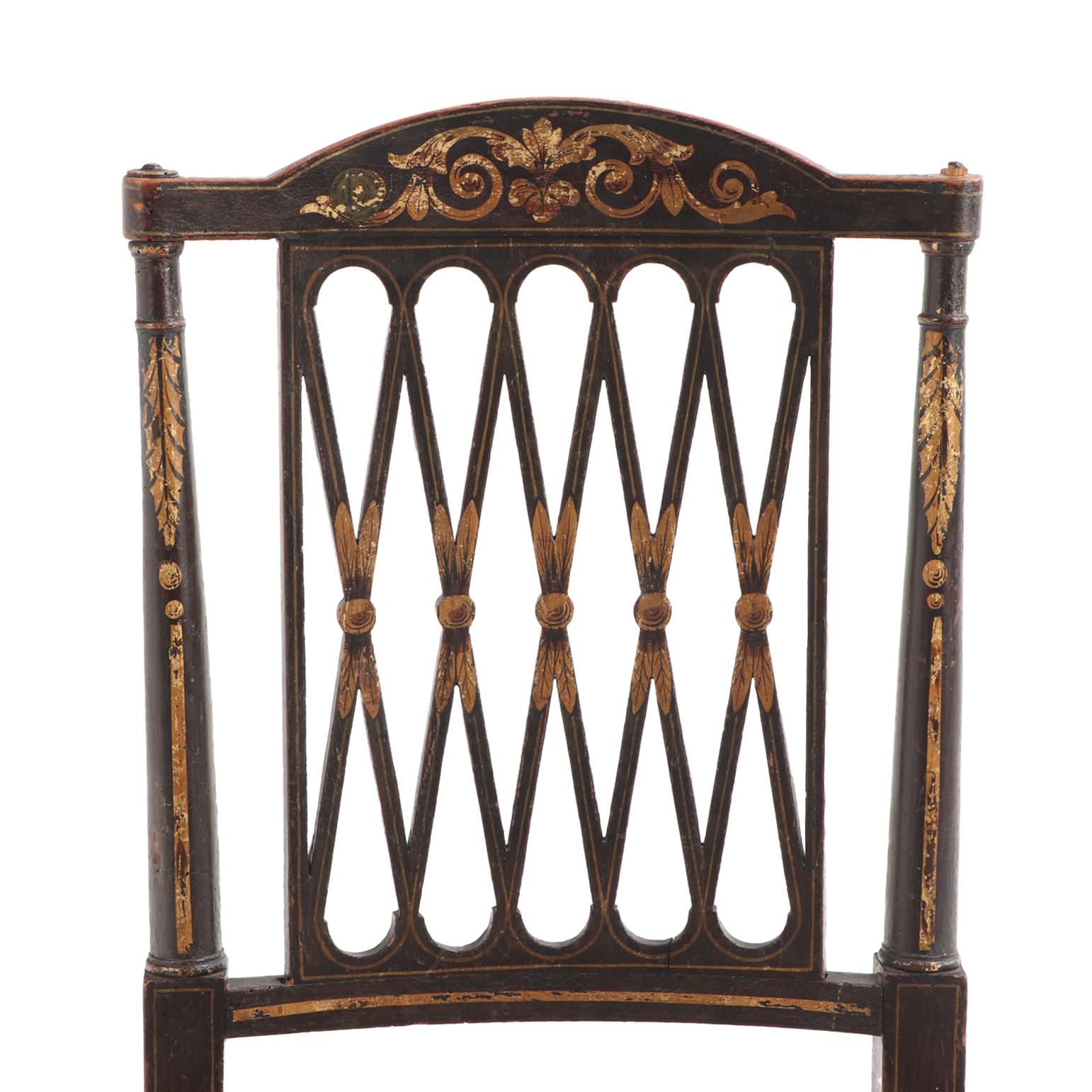 XIXe siècle Paire de chaises d'appoint décorées de style Regency anglais, A.I.C. en vente
