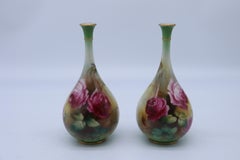 Pair of English Royal Worcester Hadley's Vases by Harry Martin Dated 1907