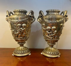 A pair of English Sheffield Ramshead vases