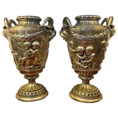A pair of English Sheffield Ramshead vases