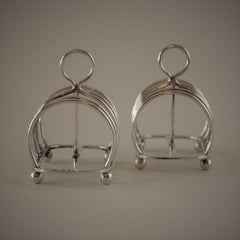 Pair of English Sterling Silver Toast Racks