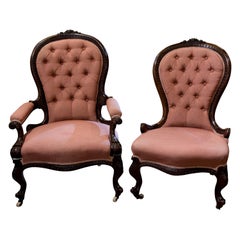 Pair of English Walnut Framed Chairs, circa 1860