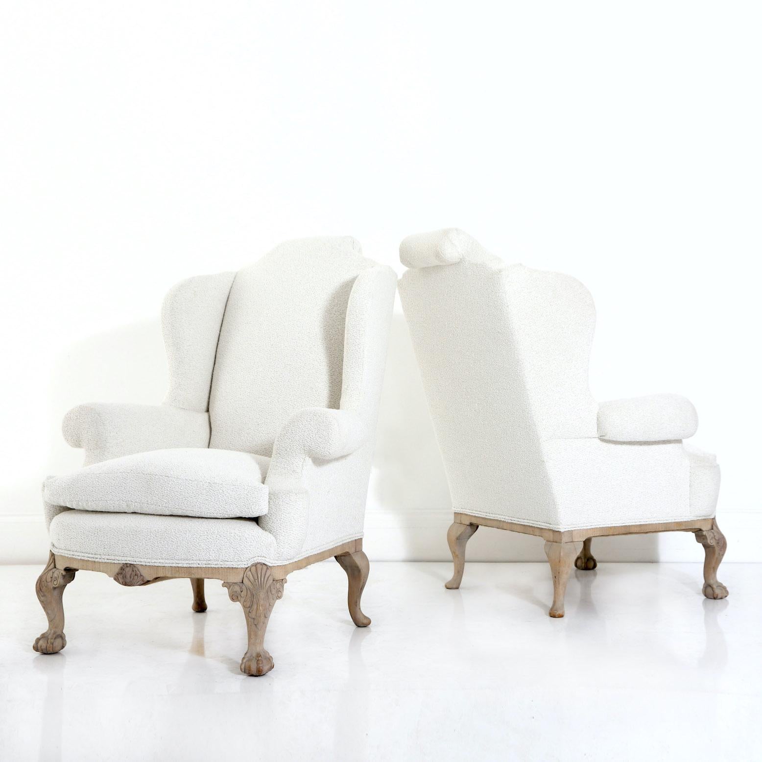 Bleached A Pair of English Wing Chairs