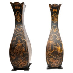 A Pair of English Wood and Paper Mache Oversized Vases