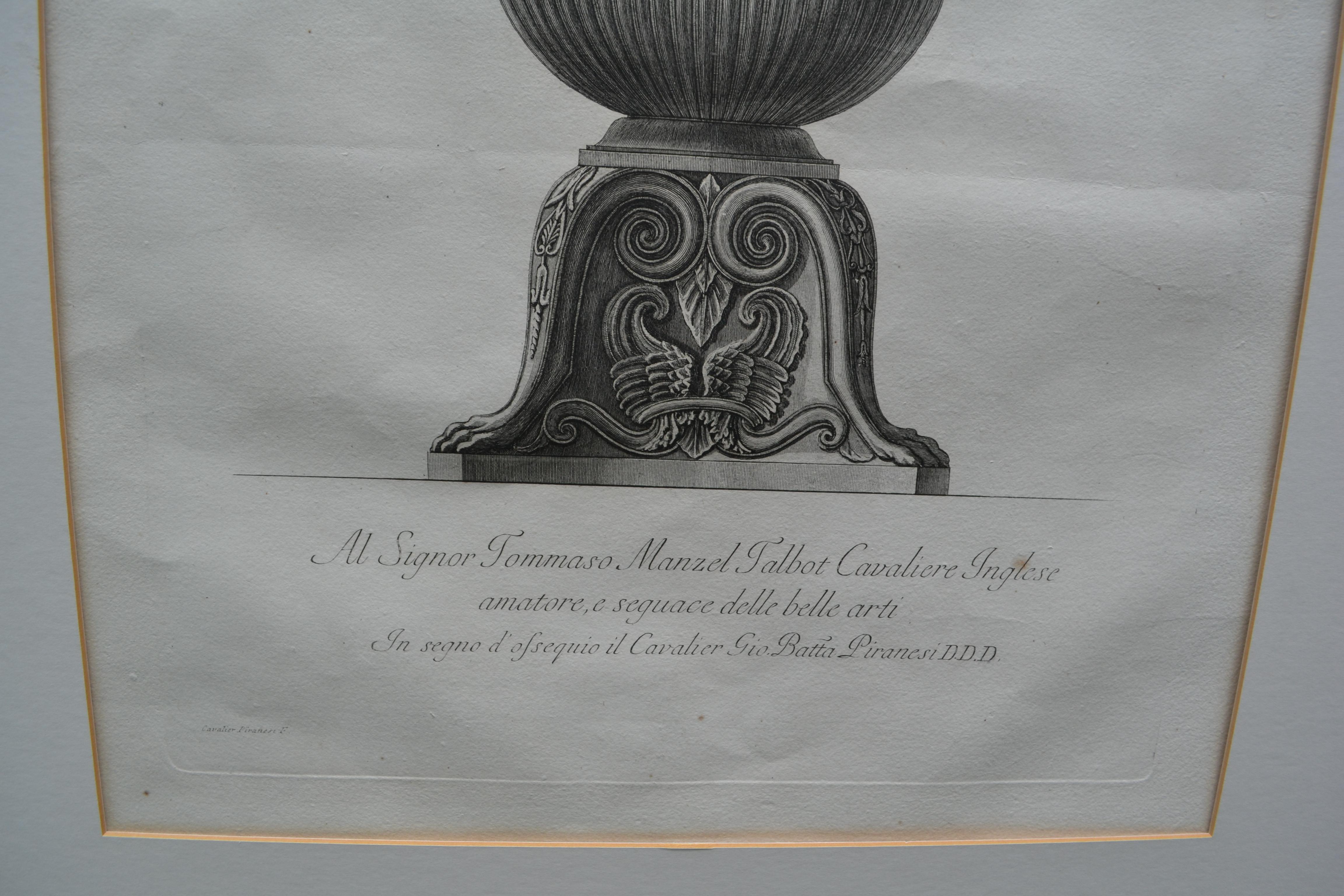 A  Ein Paar Gravuren einer neoklassizistischen Urnen von G.B. Piranesi/F. Piranesi im Angebot 4