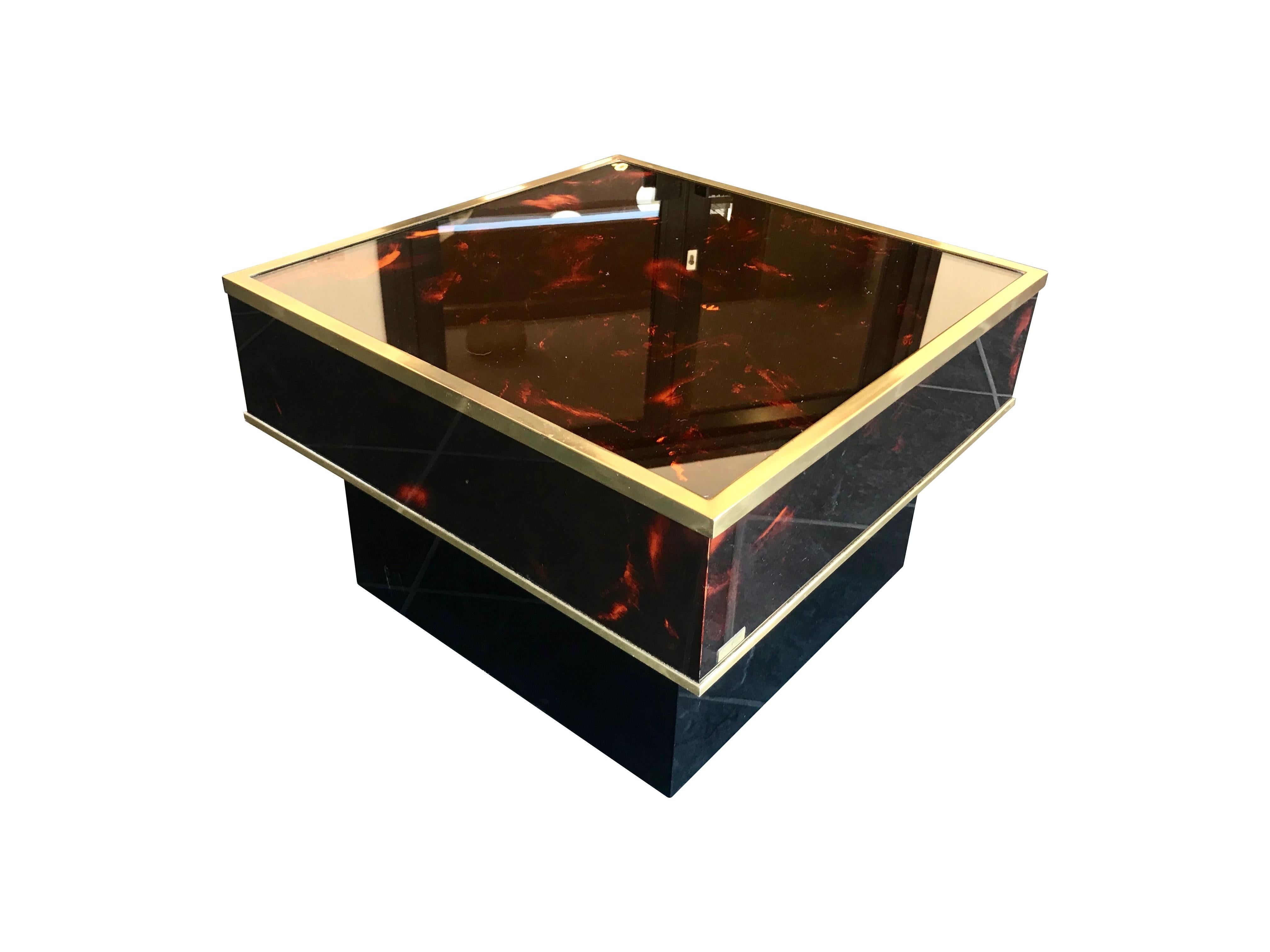 French Pair of Eric Maville Faux Tortoiseshell Side Tables