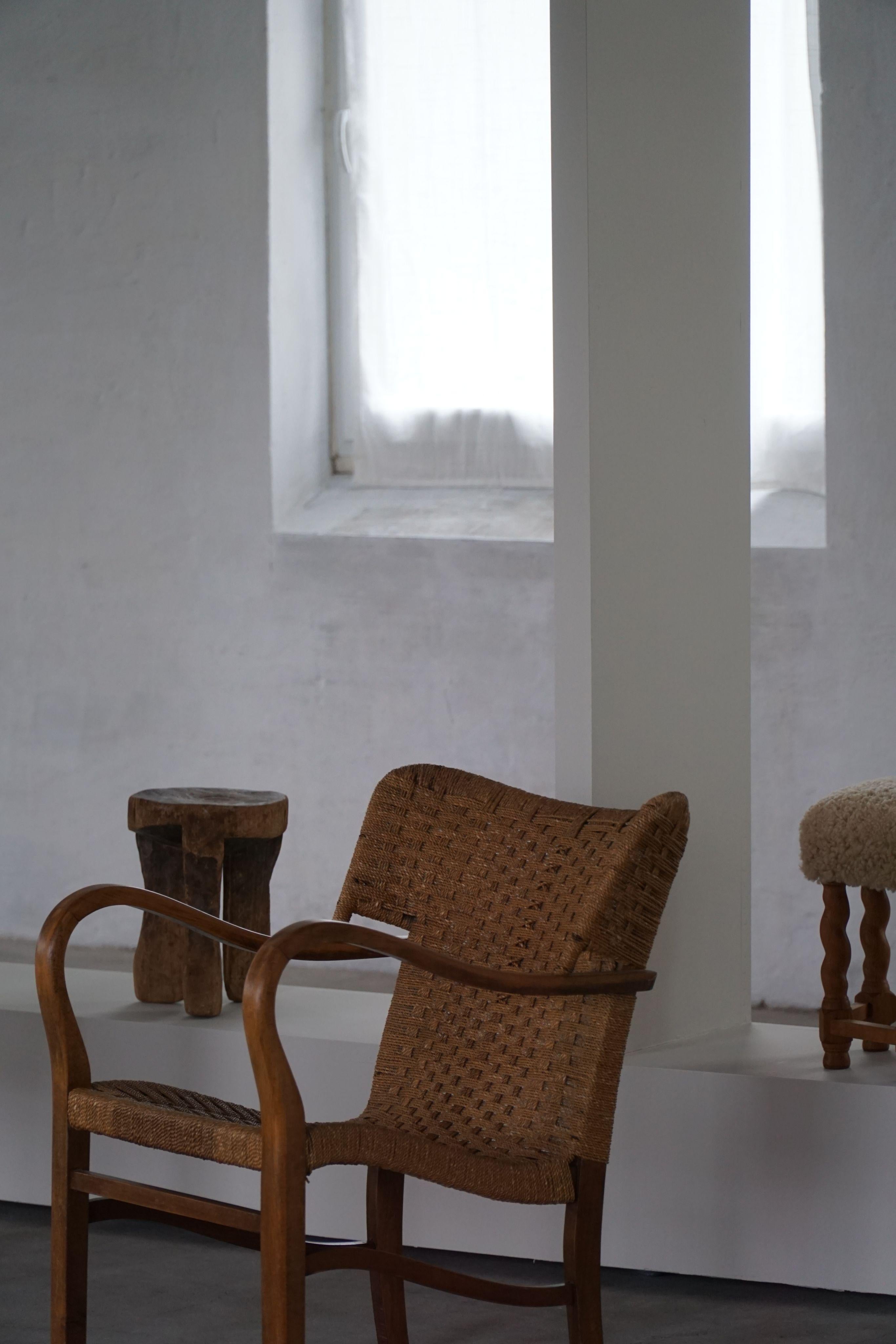 Papercord A pair of Erich Dieckmann Armchairs in Beech & Rope, Mid Century Modern, 1940s For Sale