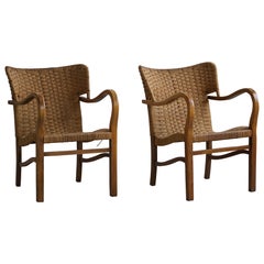A pair of Erich Dieckmann Armchairs in Beech & Rope, Mid Century Modern, 1940s