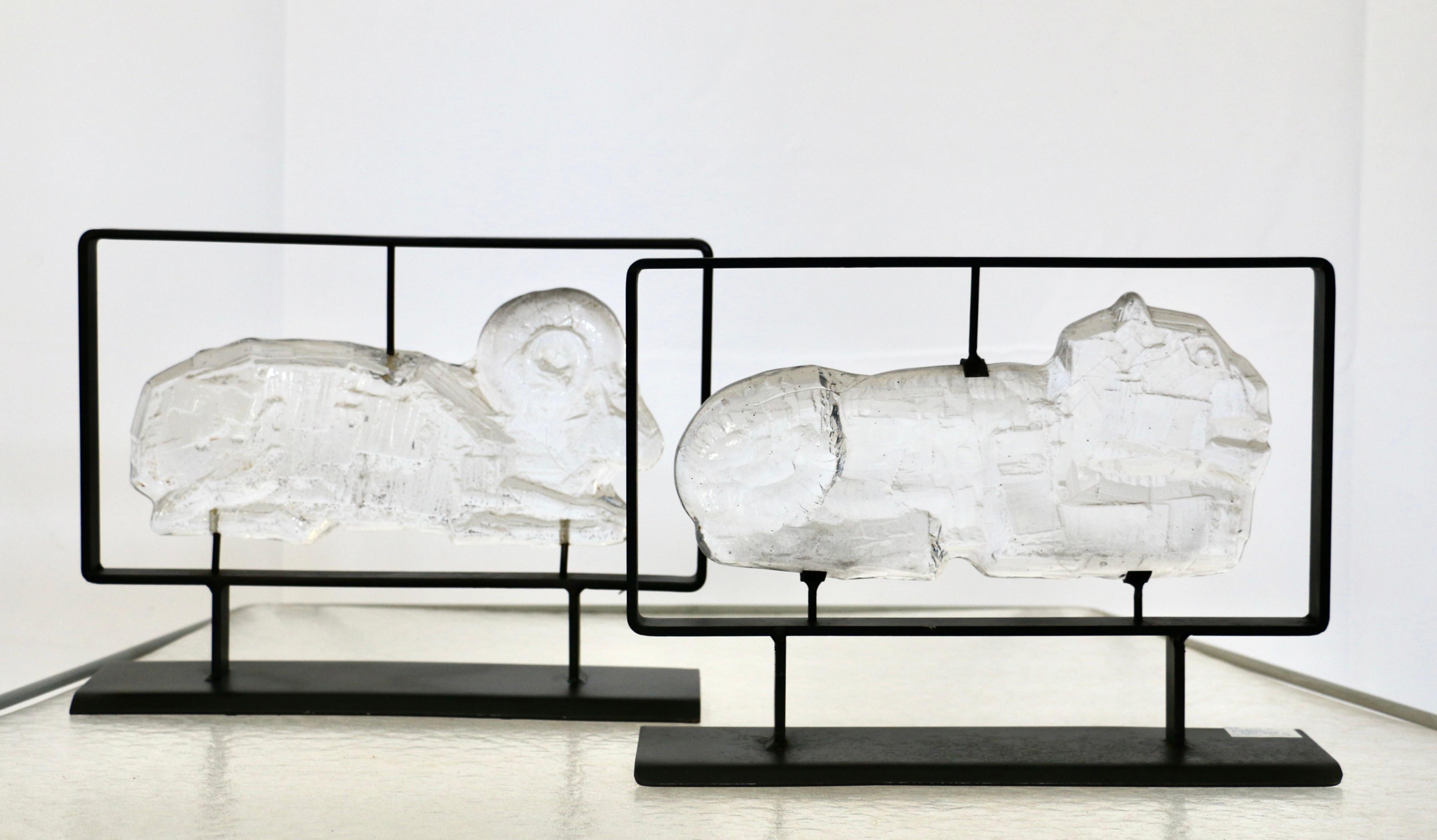 A pair of Erik Sylvester sculptures for Boda Smide, Sweden 70s. For Sale 6