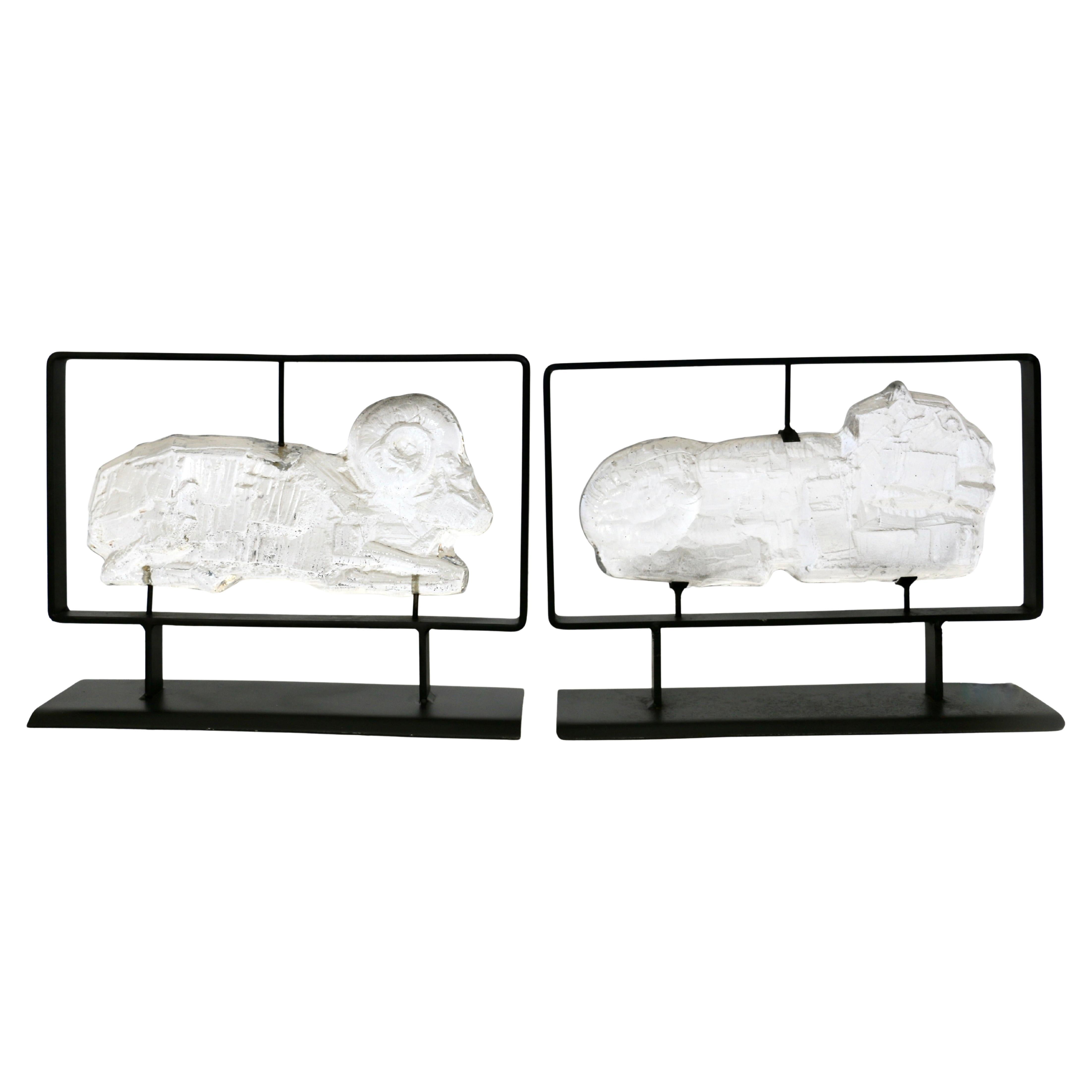 A pair of Erik Sylvester sculptures for Boda Smide, Sweden 70s. For Sale