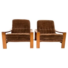 Pair of Esko Pajamies Loungechairs in Solid Oak