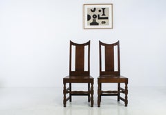 A Pair of Estate Made English Oak George I Hall Chairs, Early 18th Century