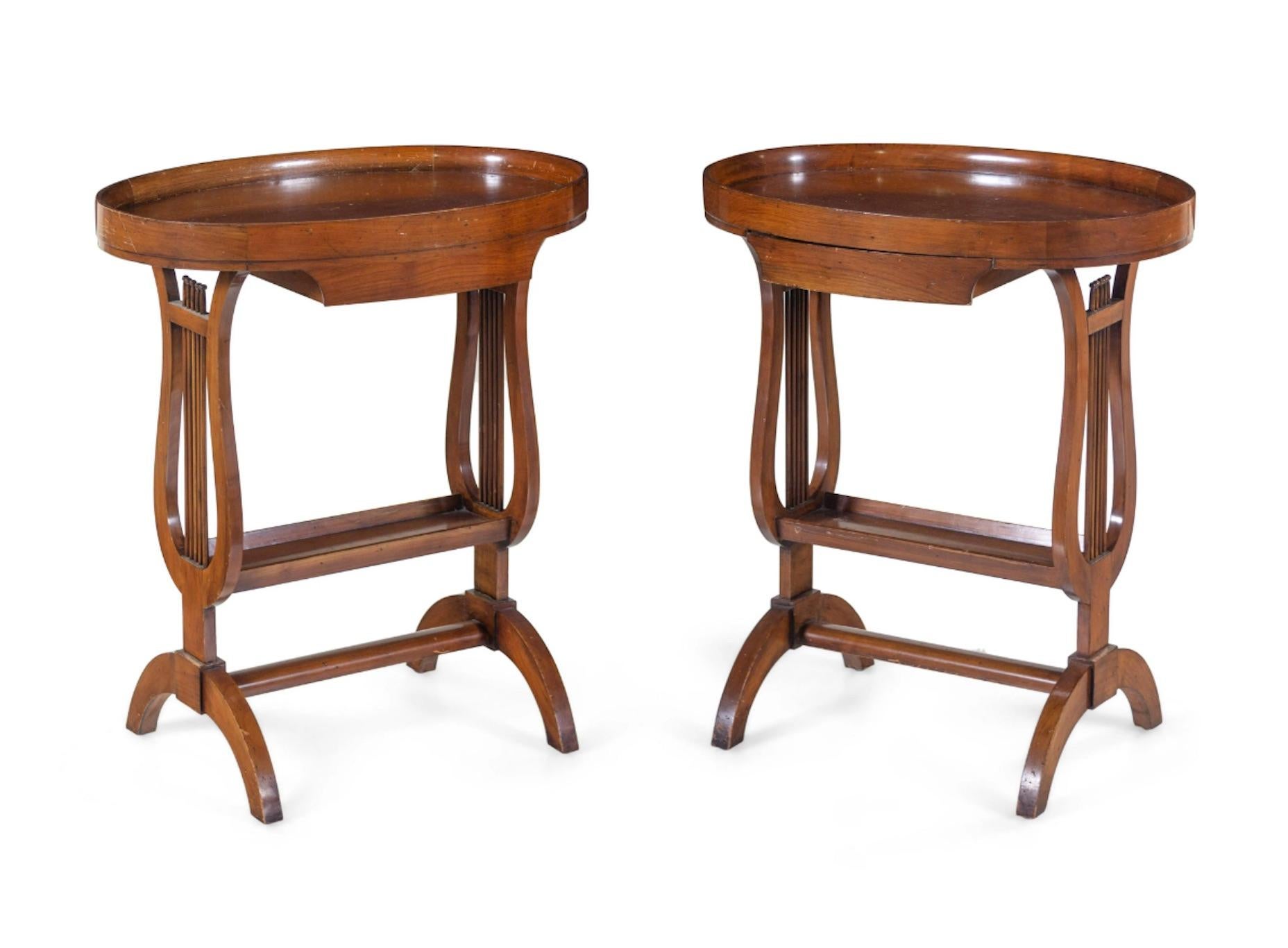 Italian Pair of European Classical Style Cherry Work Tables, Late 19th Century