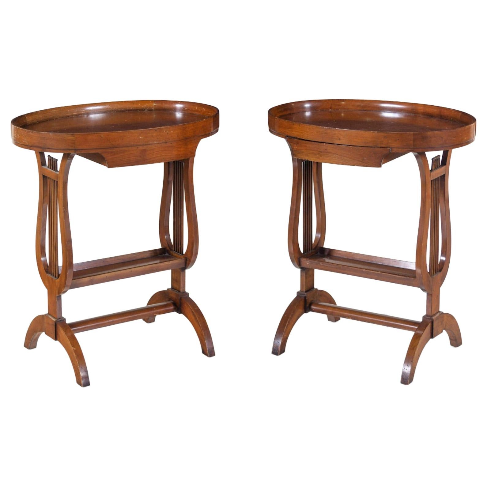 Pair of European Classical Style Cherry Work Tables, Late 19th Century