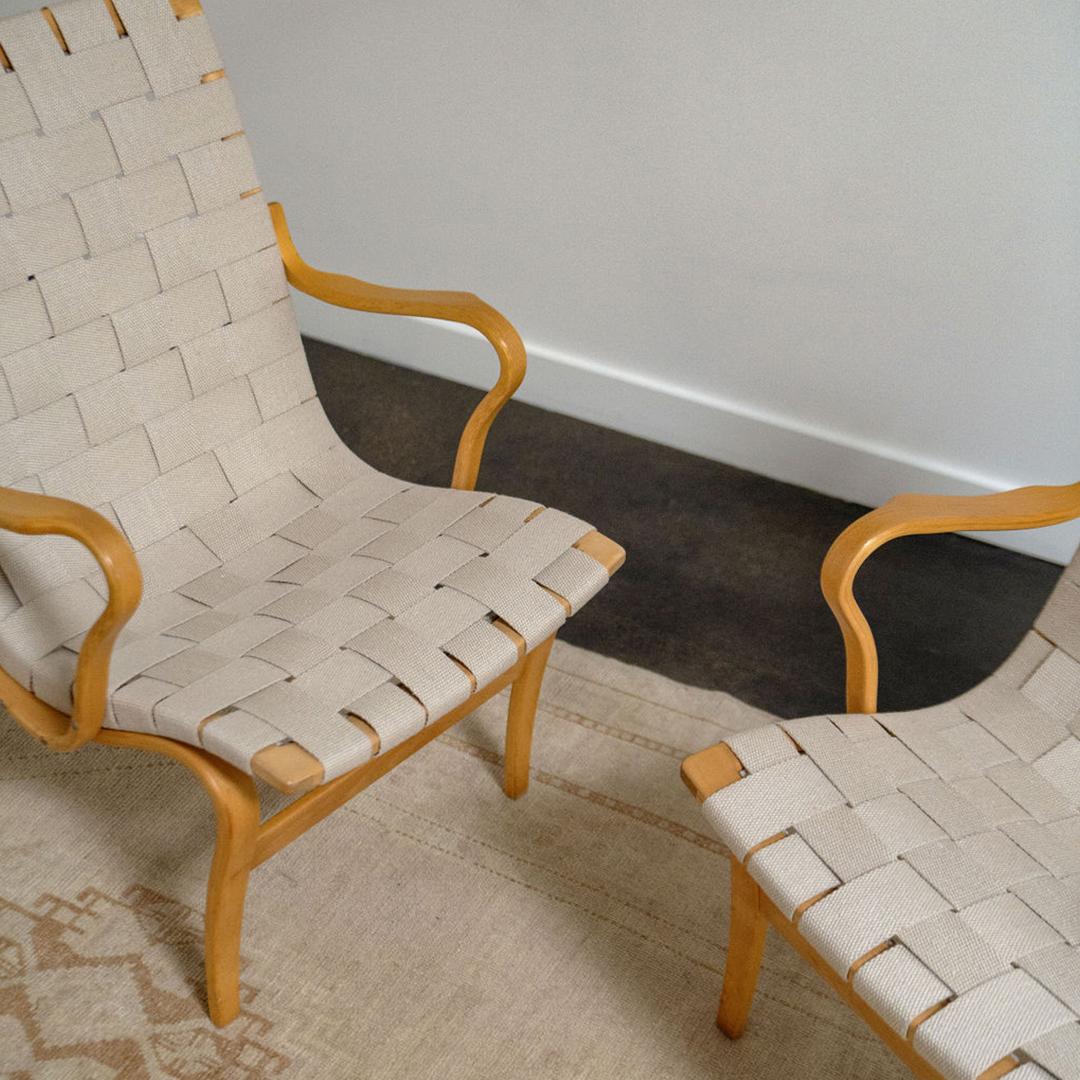 Scandinavian Modern A Pair of 'Eva' Armchairs by Bruno Mathsson For Sale