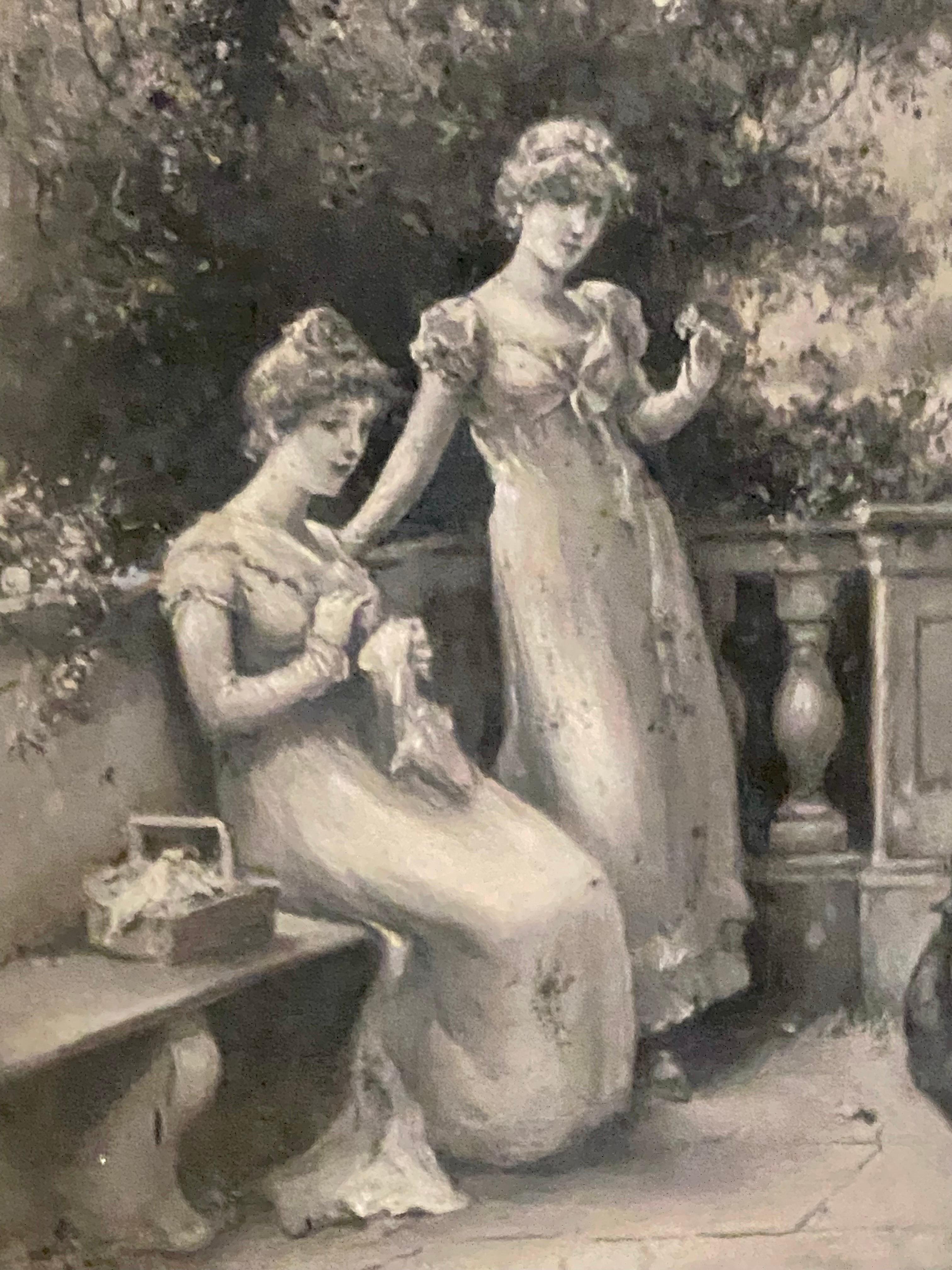 A Pair of Eva Hollyer (1865-1948) British. Grisaille, Oil on Canvas, Paintings For Sale 12