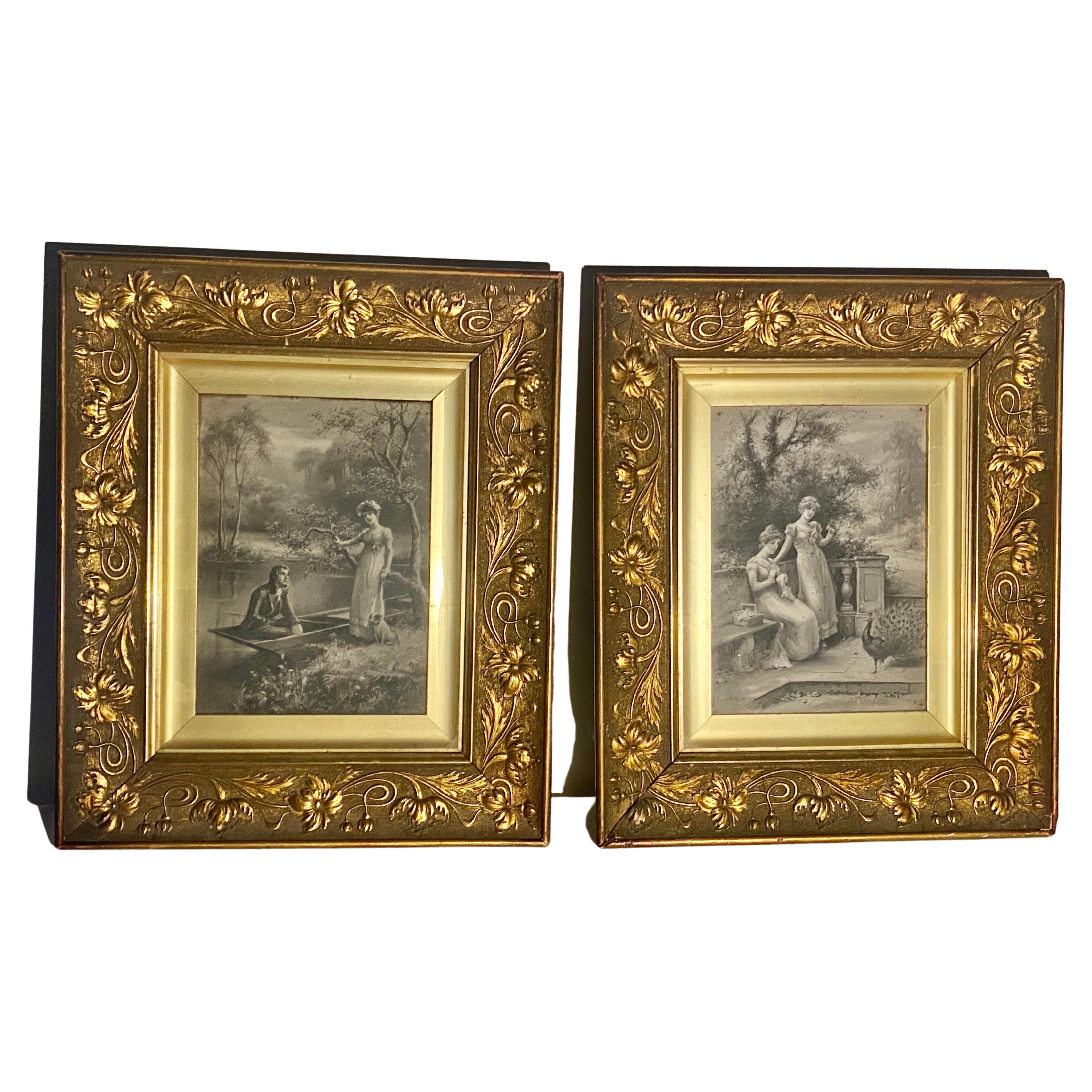 A Pair of Eva Hollyer (1865-1948) British. Grisaille, Oil on Canvas, Paintings For Sale 14