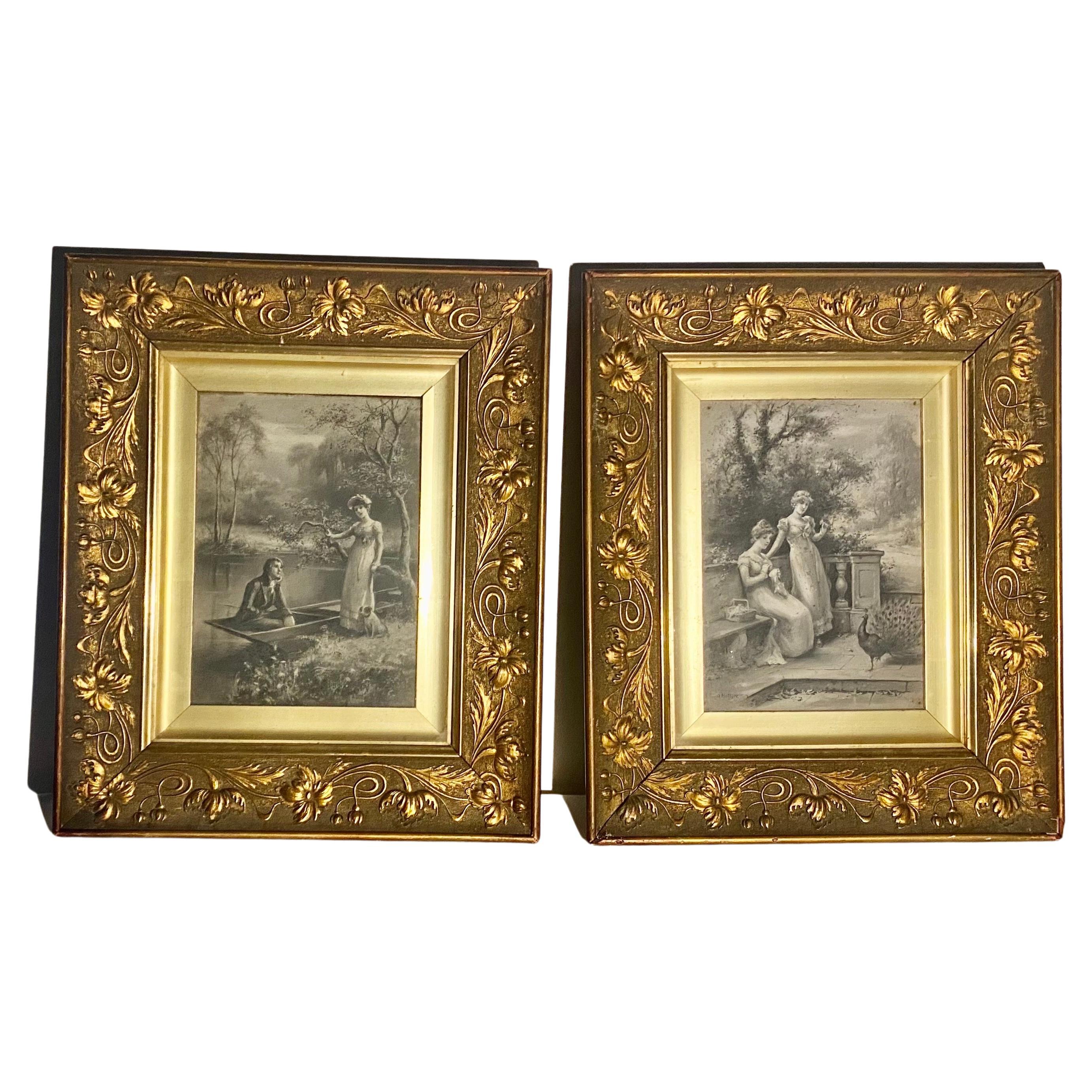 Late 19th Century A Pair of Eva Hollyer (1865-1948) British. Grisaille, Oil on Canvas, Paintings For Sale