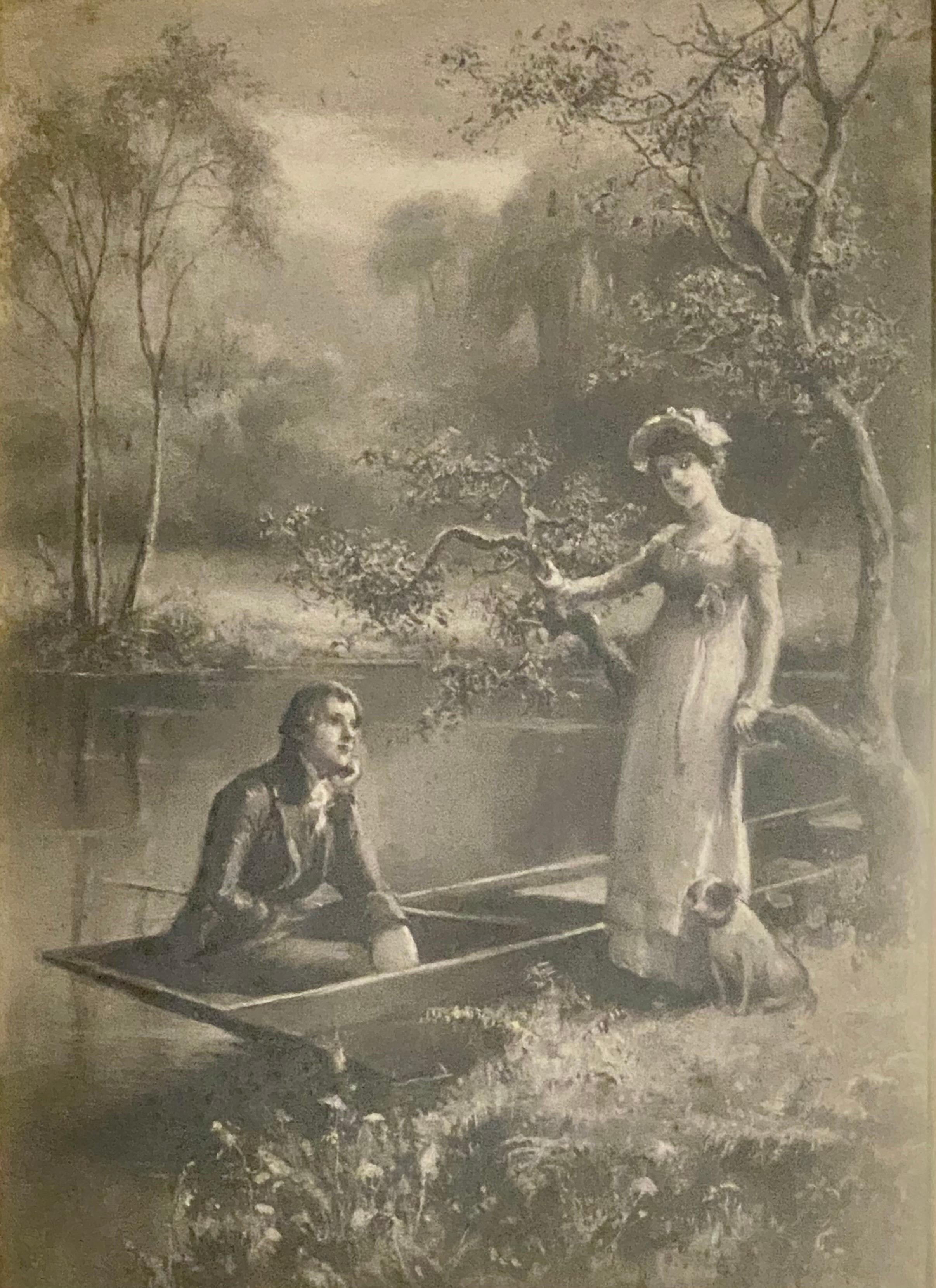Fin du XIXe siècle Paire d'Eva Hollyer (1865-1948) britannique. Grisaille, huile sur toile, peintures en vente