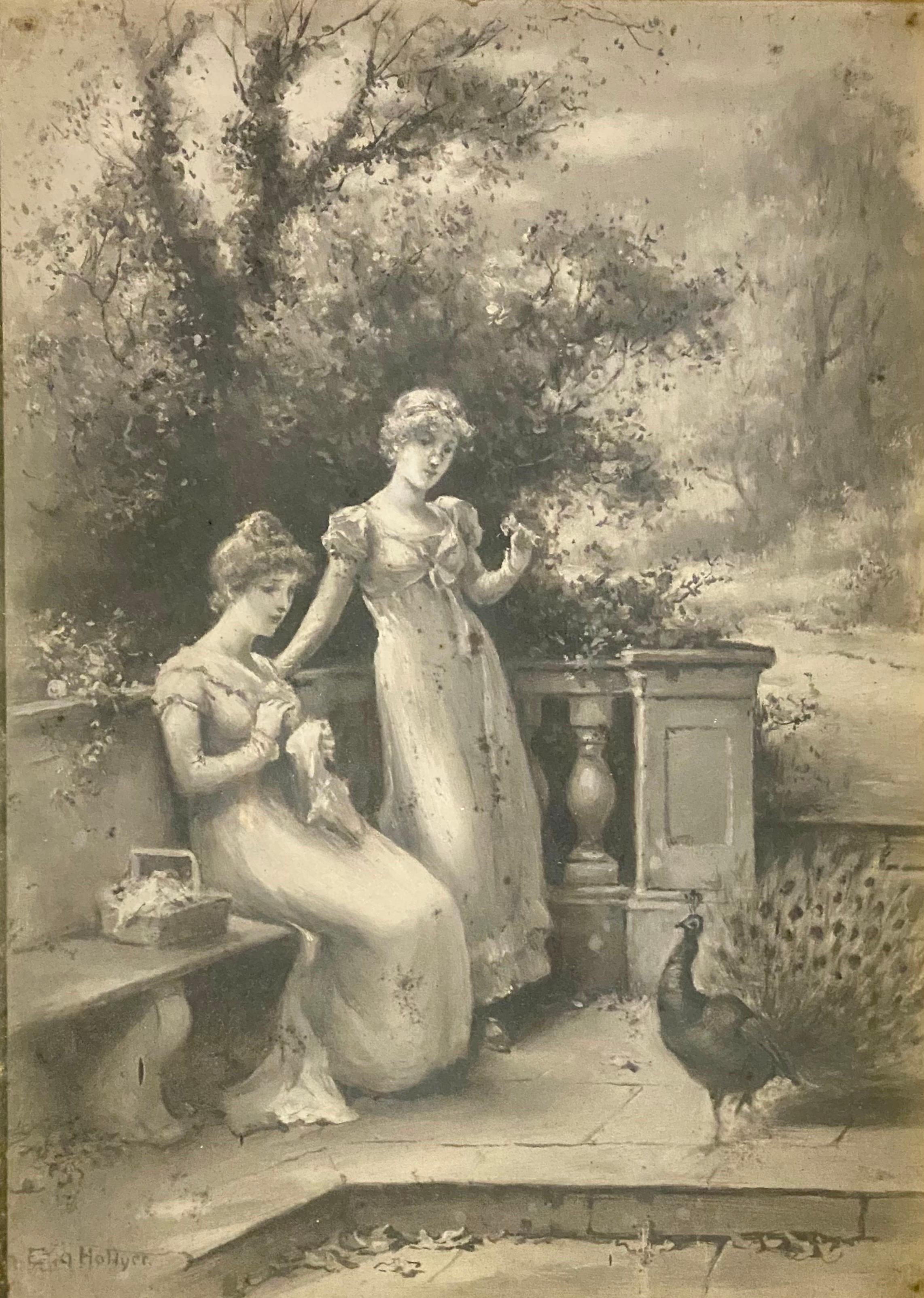 Paire d'Eva Hollyer (1865-1948) britannique. Grisaille, huile sur toile, peintures en vente 1