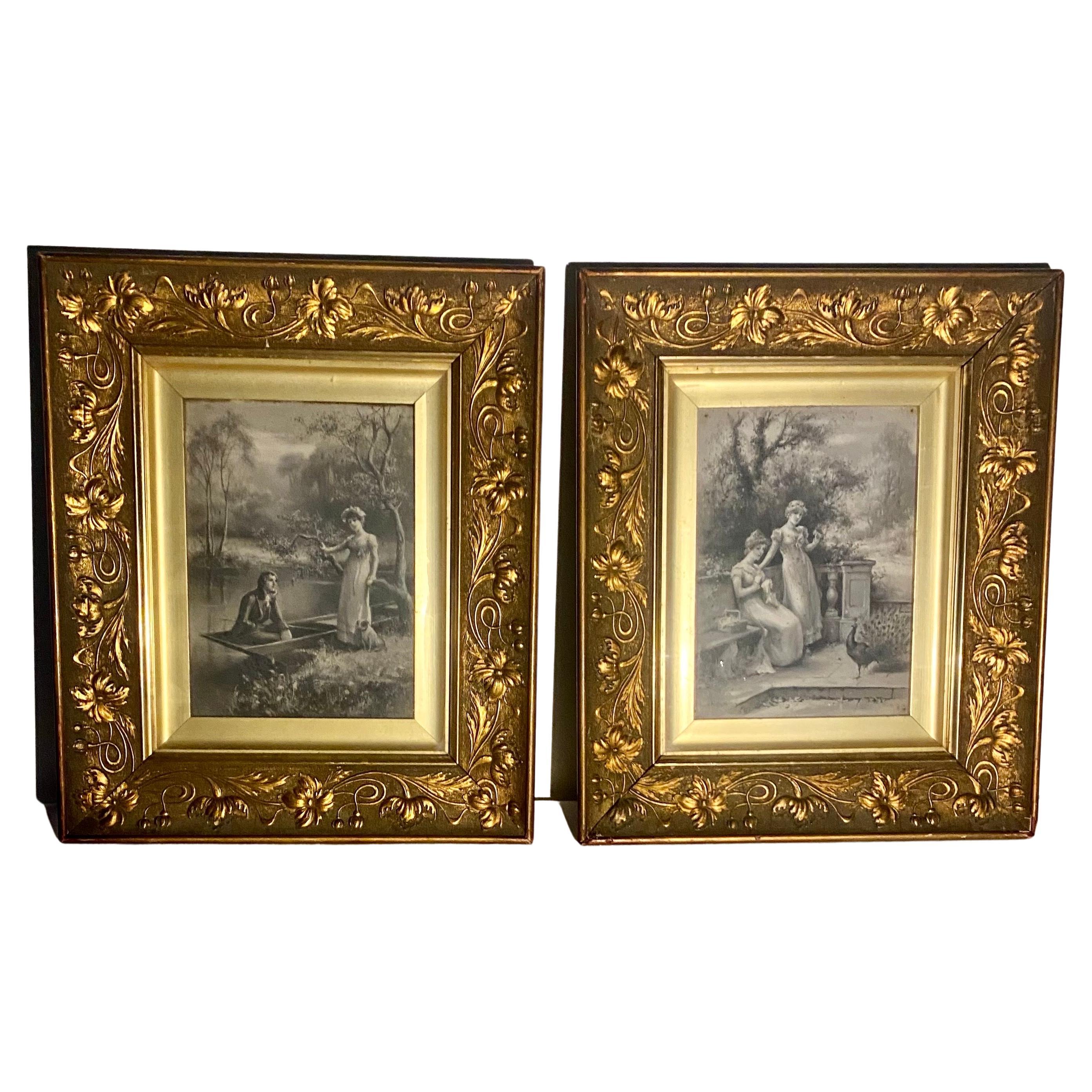 A Pair of Eva Hollyer (1865-1948) British. Grisaille, Oil on Canvas, Paintings For Sale