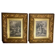 Vintage A Pair of Eva Hollyer (1865-1948) British. Grisaille, Oil on Canvas, Paintings