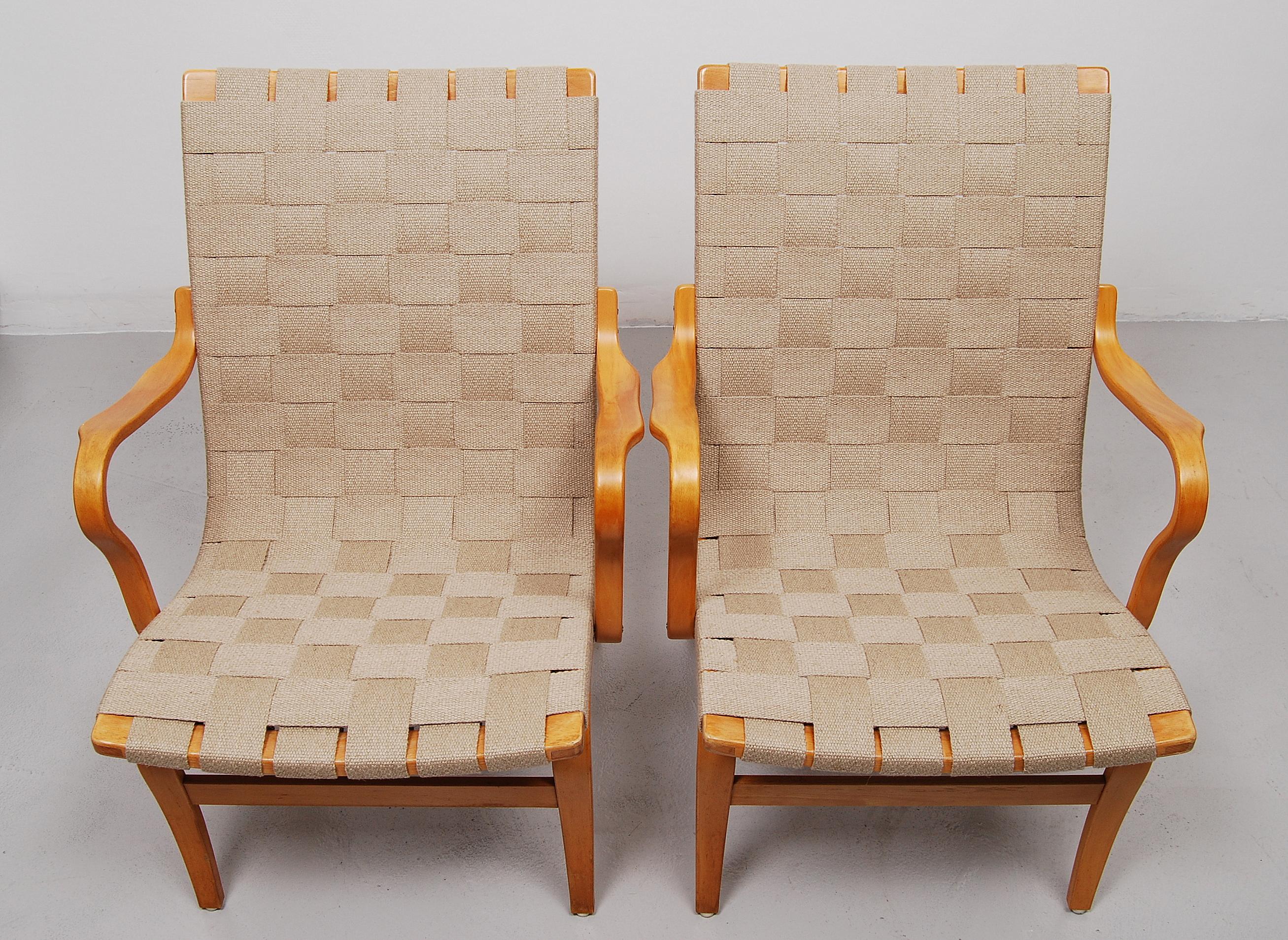Swedish Pair of Eva Lounge Chair by Bruno Mathsson, Sweden