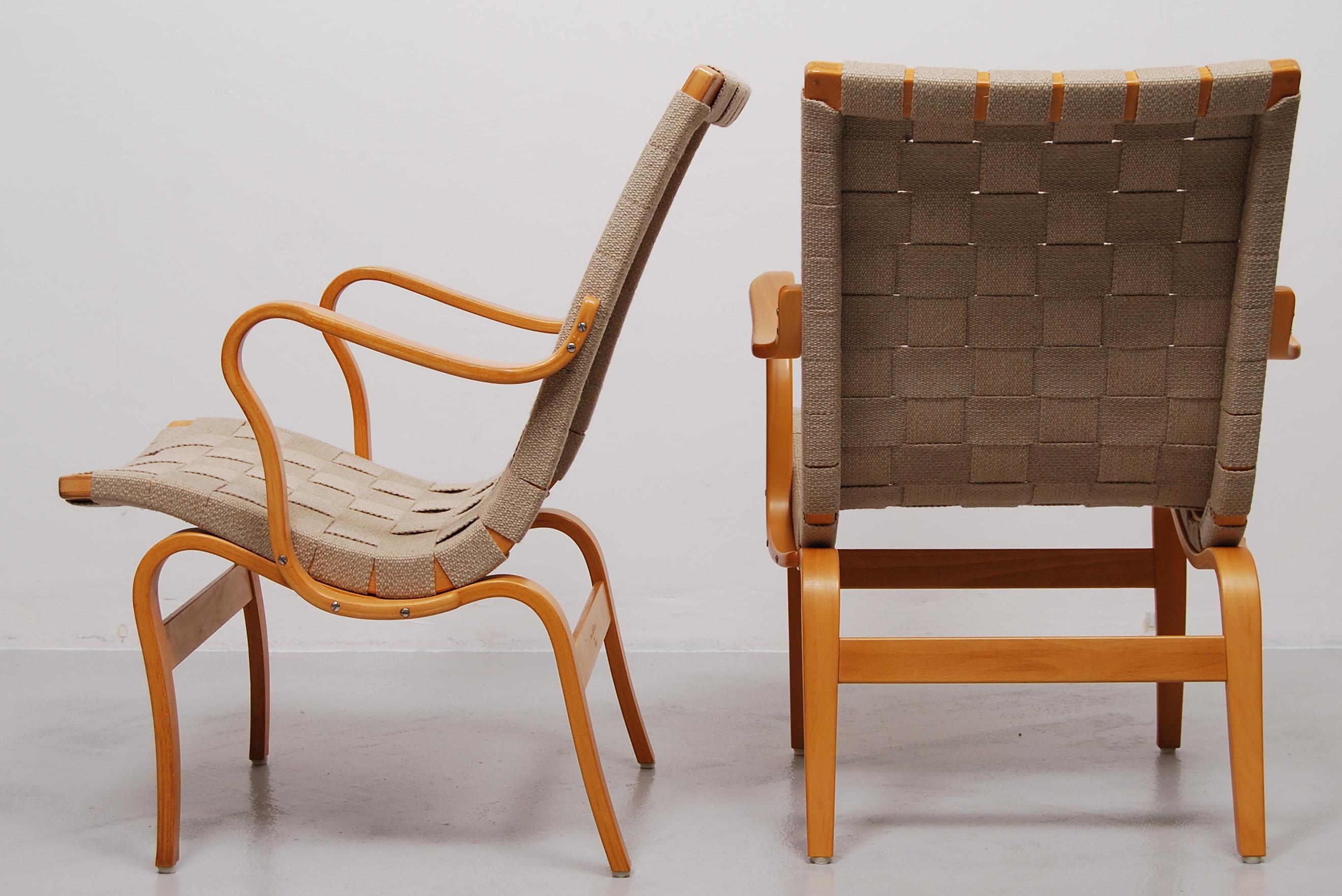 Pair of Eva Lounge Chair by Bruno Mathsson, Sweden In Good Condition In Stockholm, SE