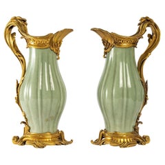 Pair of Ewers with Bronze Decoration in the Louis XV Style