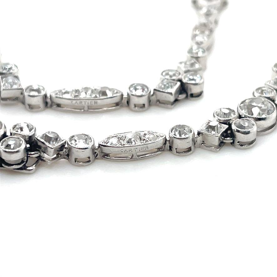 A Pair of Exceptional Cartier Art Deco Diamond Bracelets For Sale 3