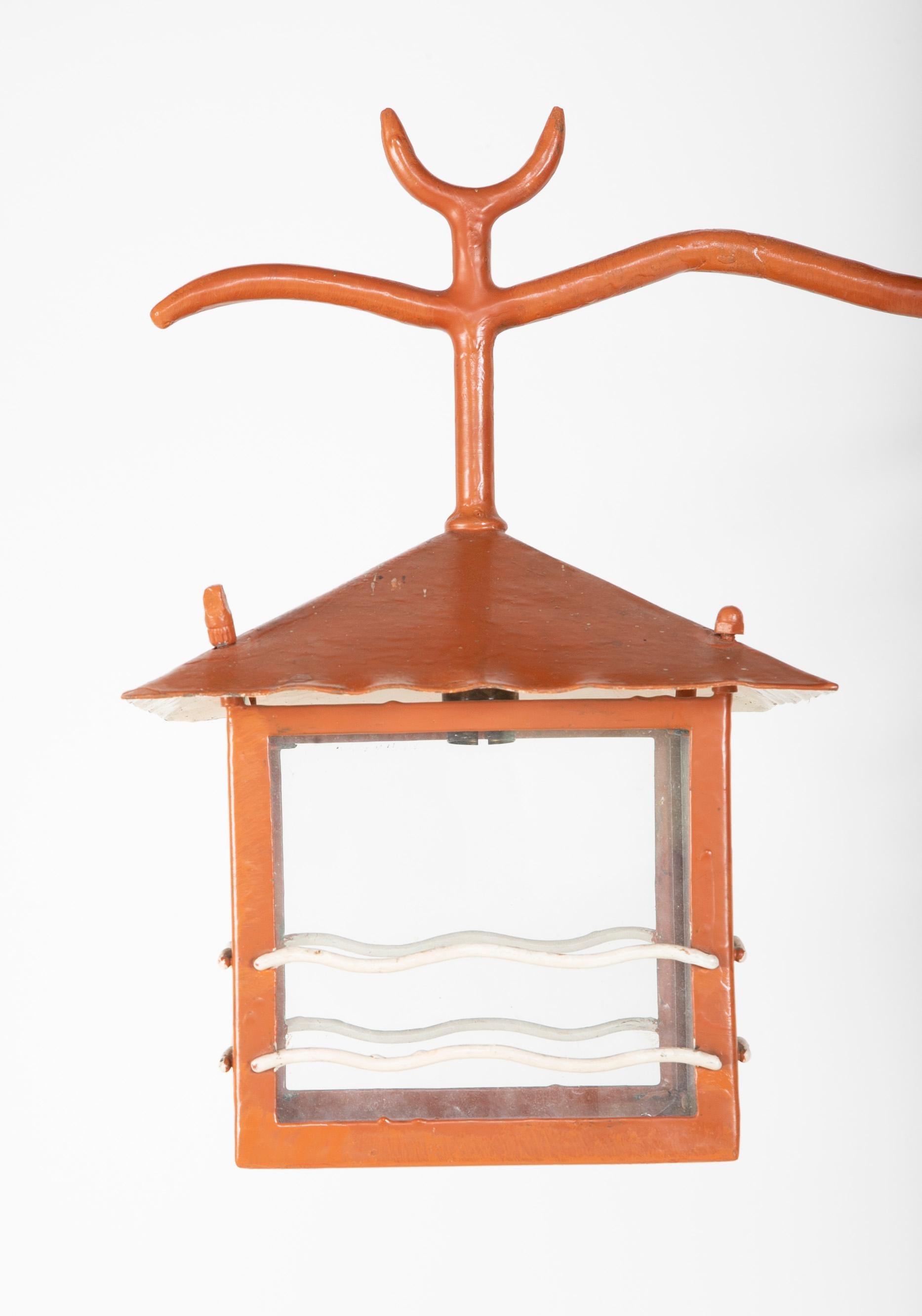 Mid-Century Modern Paire d'exceptionnelles appliques en fer forgé peintes à la main des années 1950 en vente