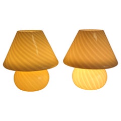 A Pair of Extra Large Cream Murano Art Glass Lamps