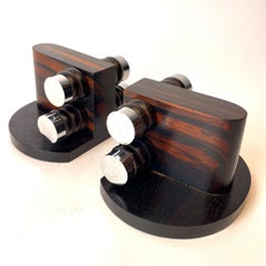 Pair of Extreme Art Deco Bookends in Macassar, 1920s