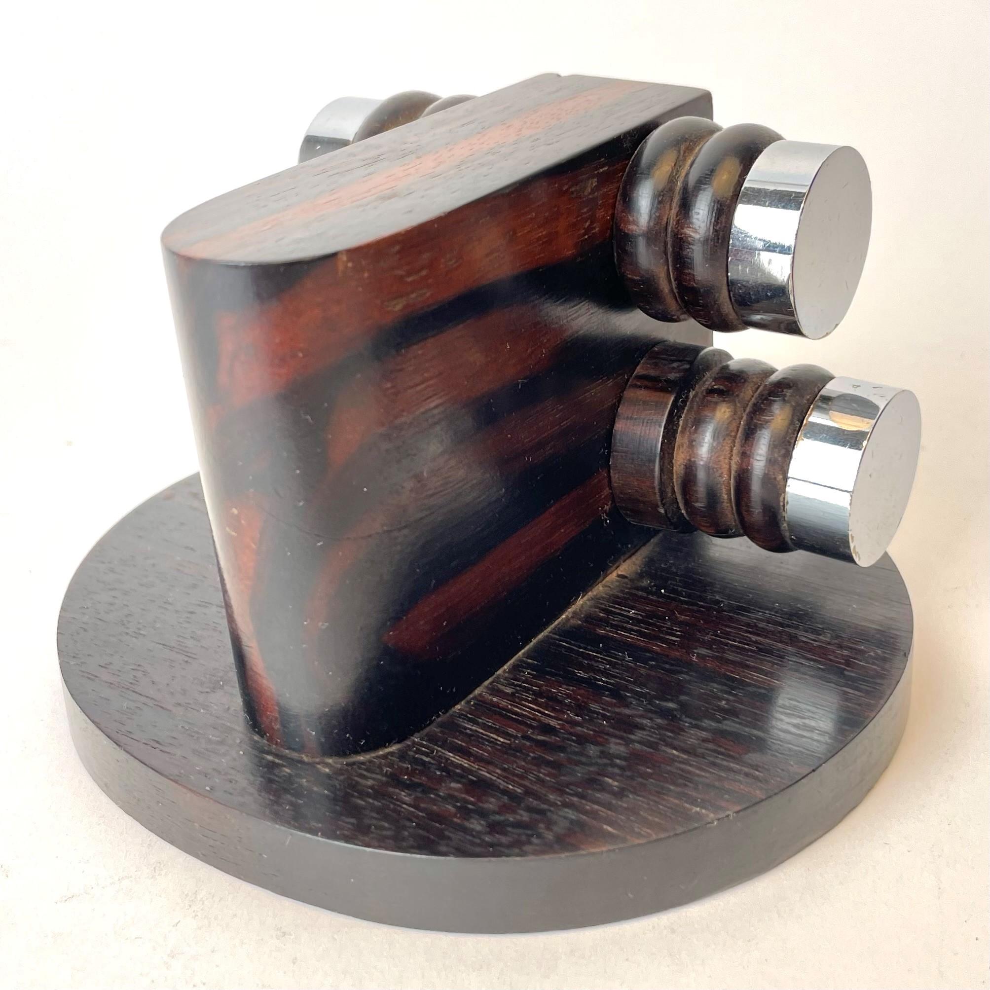 Pair of Extreme Art Deco Bookends in Macassar, 1920s For Sale 3