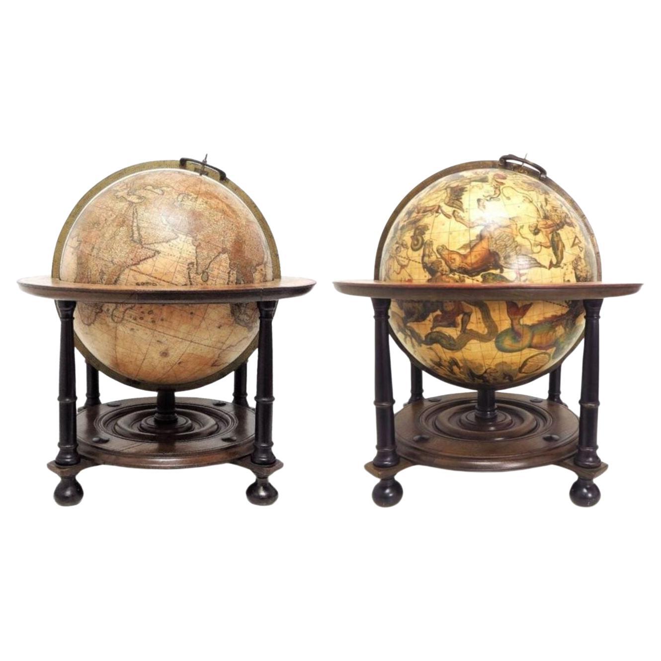 A pair of extremely rare Valk table globes For Sale