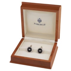 A pair of Fabergé Diamond and enamel cufflinks