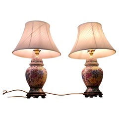 A Pair of Famille Rose Vase Lamps A Lovely Vintage pair