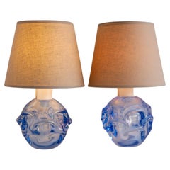 Una coppia di fantastiche lampade in vetro blu di Börne Augustsson per Åseda, Svezia