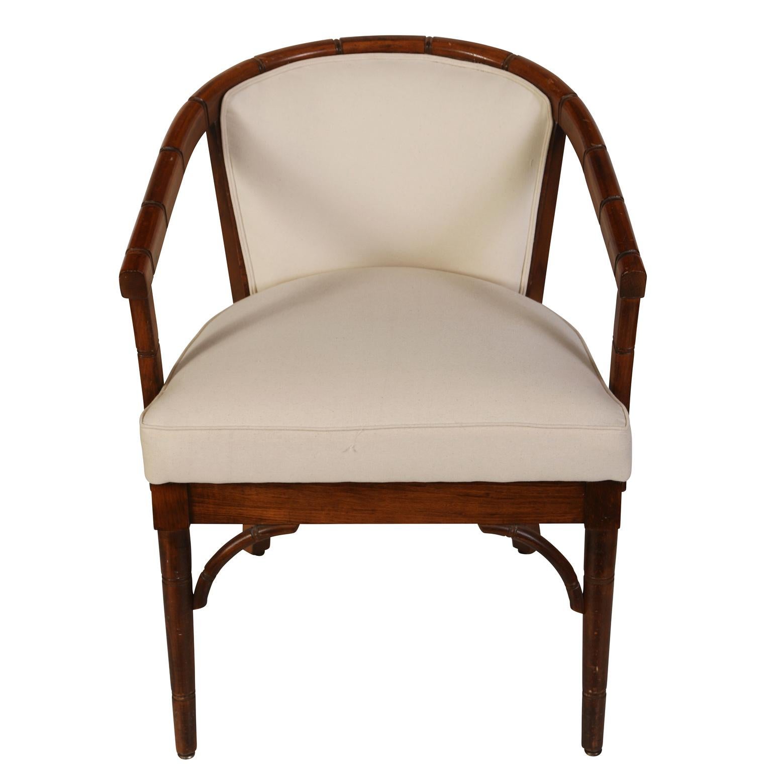 American A Pair of Faux Bamboo Arm Chairs For Sale