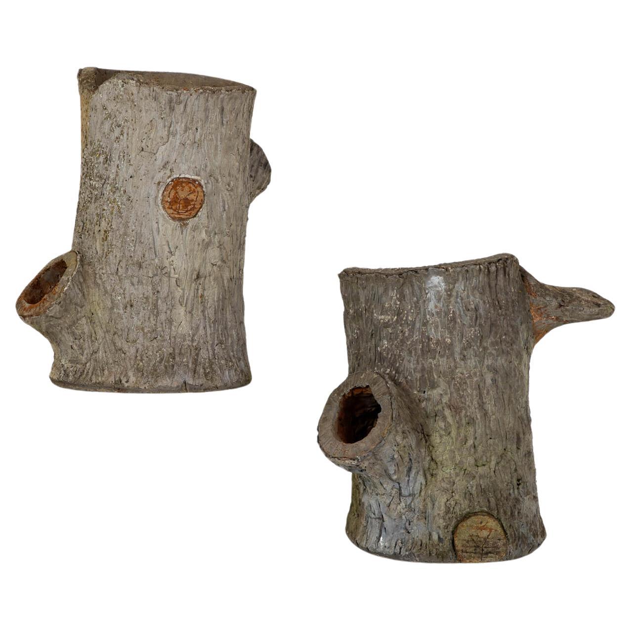 Pareja de Jardineras de imitación de madera de bois