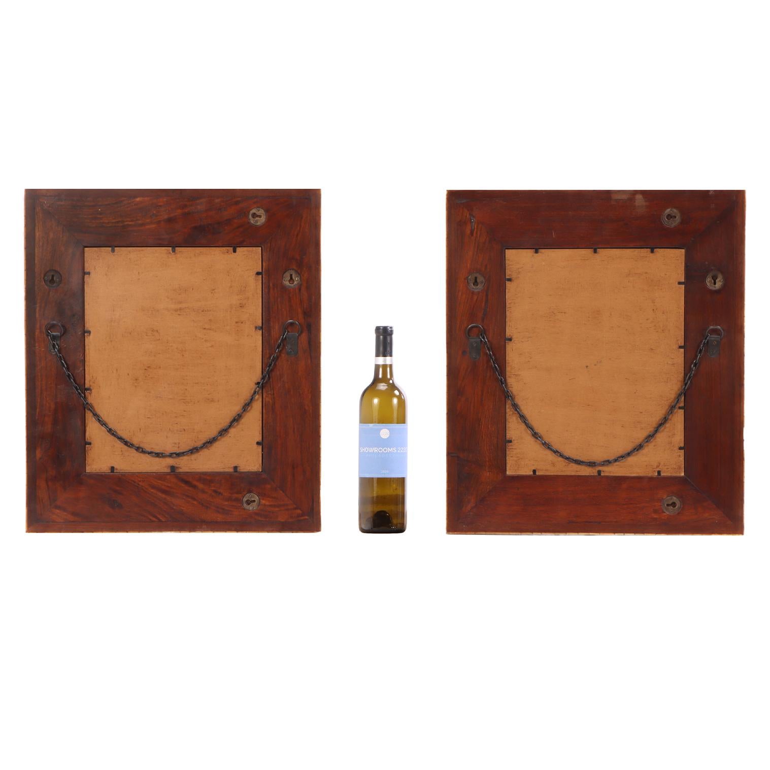 Indian A Pair of Faux Bone Inlaid Mirrors. For Sale