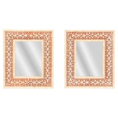 A Pair of Faux Bone Inlaid Mirrors.