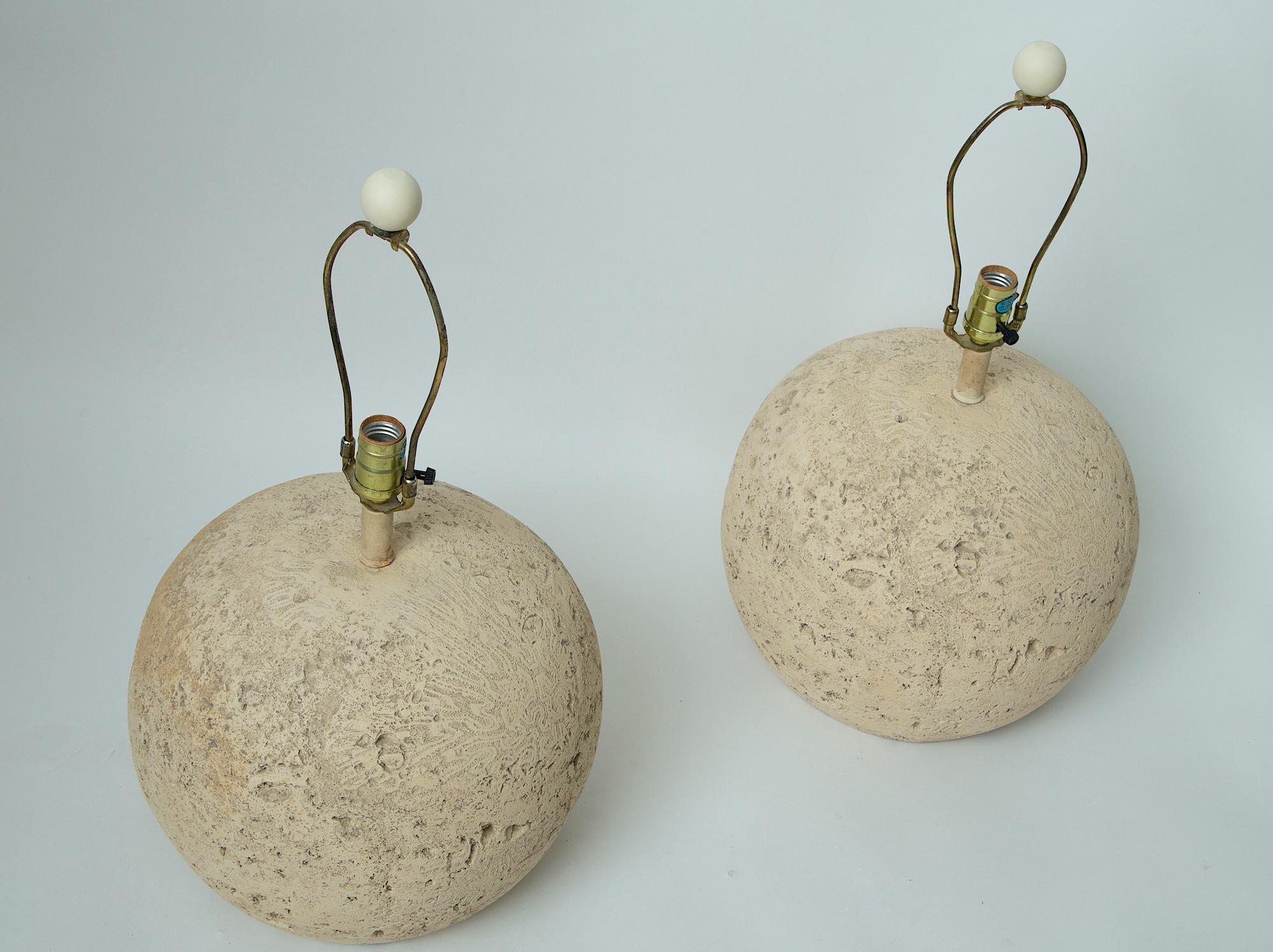 Stone Pair of Faux Brain Coral Lamps