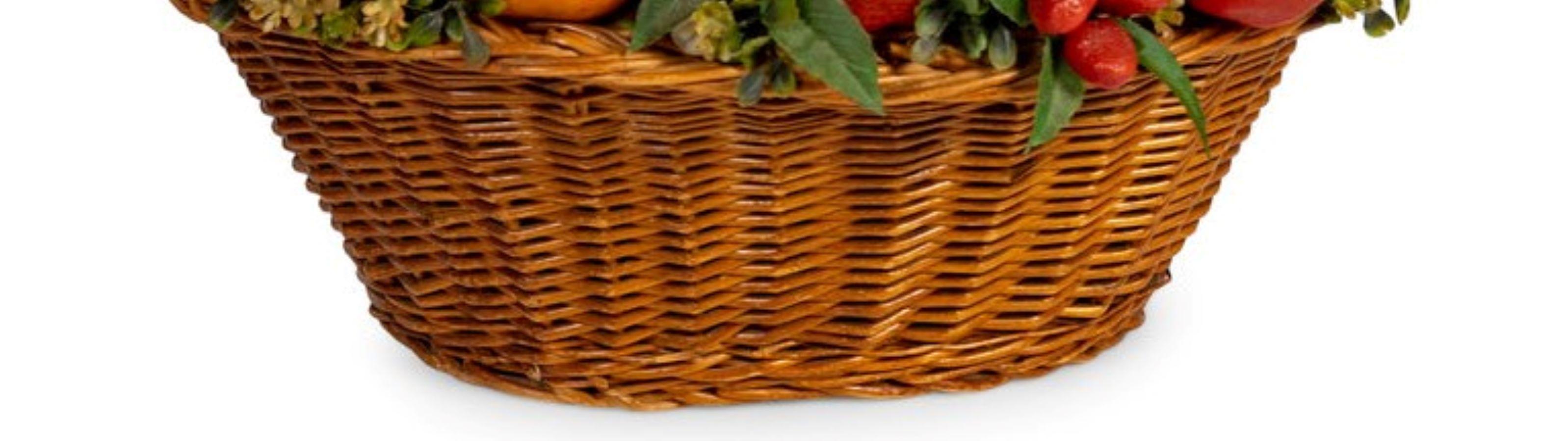Other Pair of Faux Fruit Arrangements in Baskets For Sale