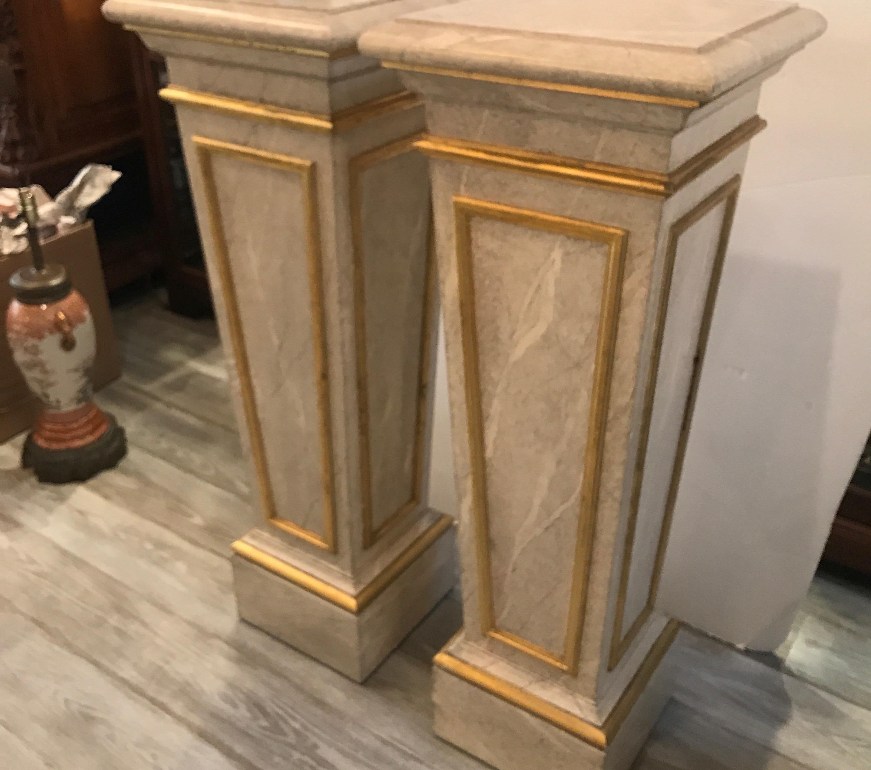 Pair of Faux Marble and Giltwood Pedestals 3