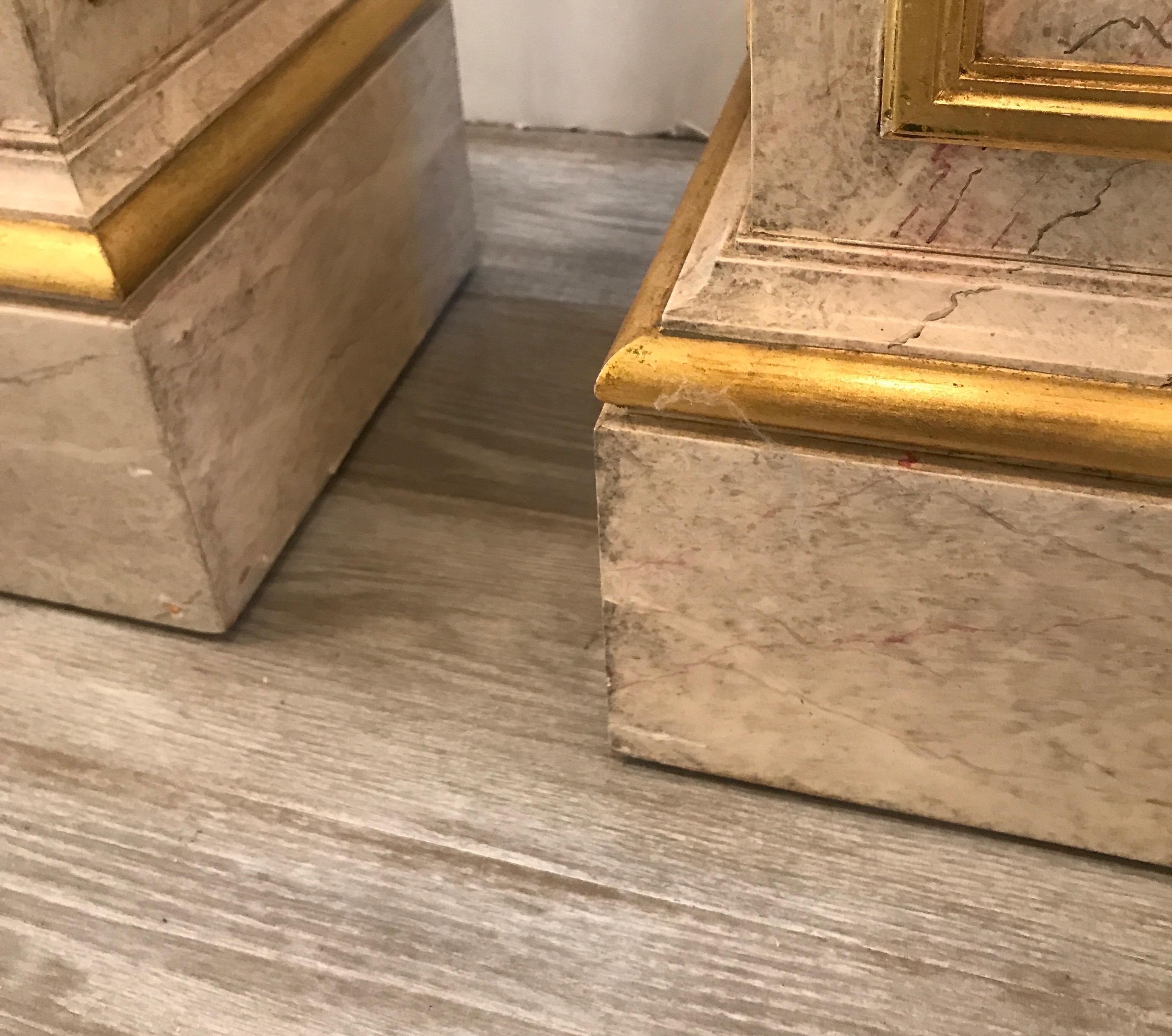 Pair of Faux Marble and Giltwood Pedestals 1
