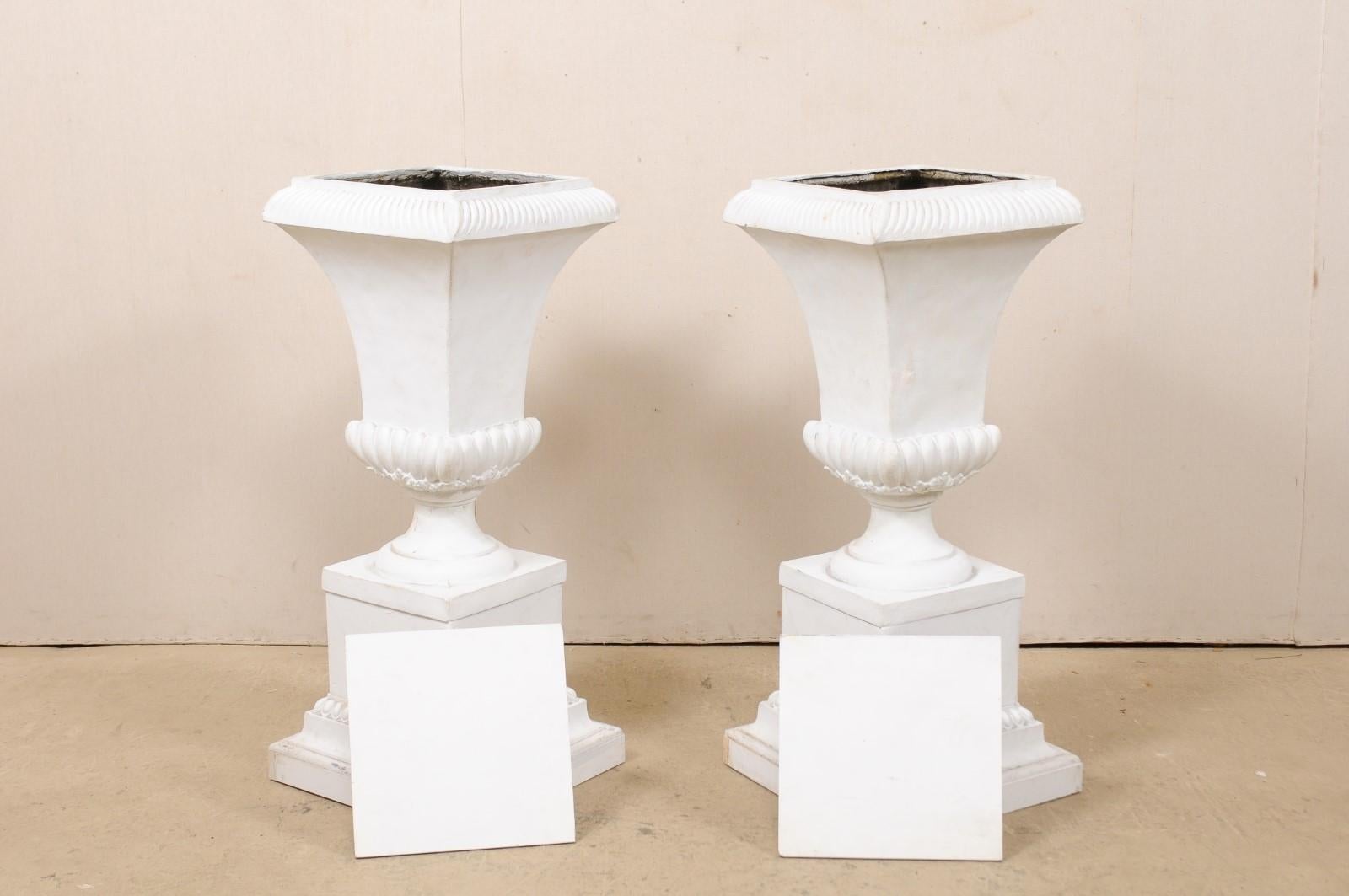 Pair of Fiberglass Urn-Shaped Pedestals, Standing 3