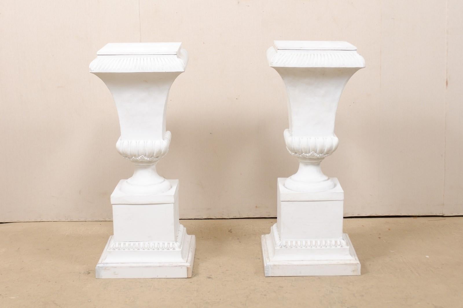 20th Century Pair of Fiberglass Urn-Shaped Pedestals, Standing