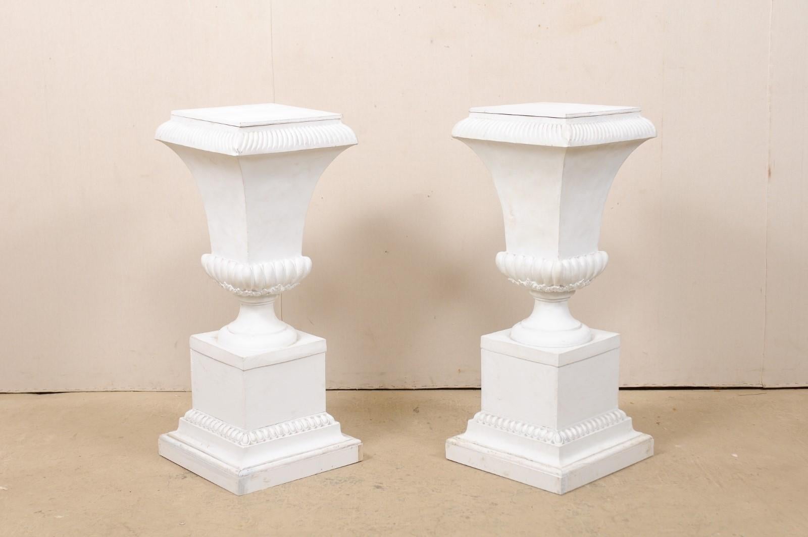 Pair of Fiberglass Urn-Shaped Pedestals, Standing 1